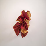Fuschia/Orange Contrast Silk Ruffle Scrunchie