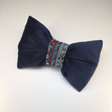Navy Velvet Bow Clip