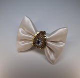 Ivory Satin Bow Clip