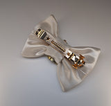 Ivory Satin Bow Clip