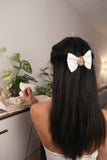 Ivory Satin Bow Clip